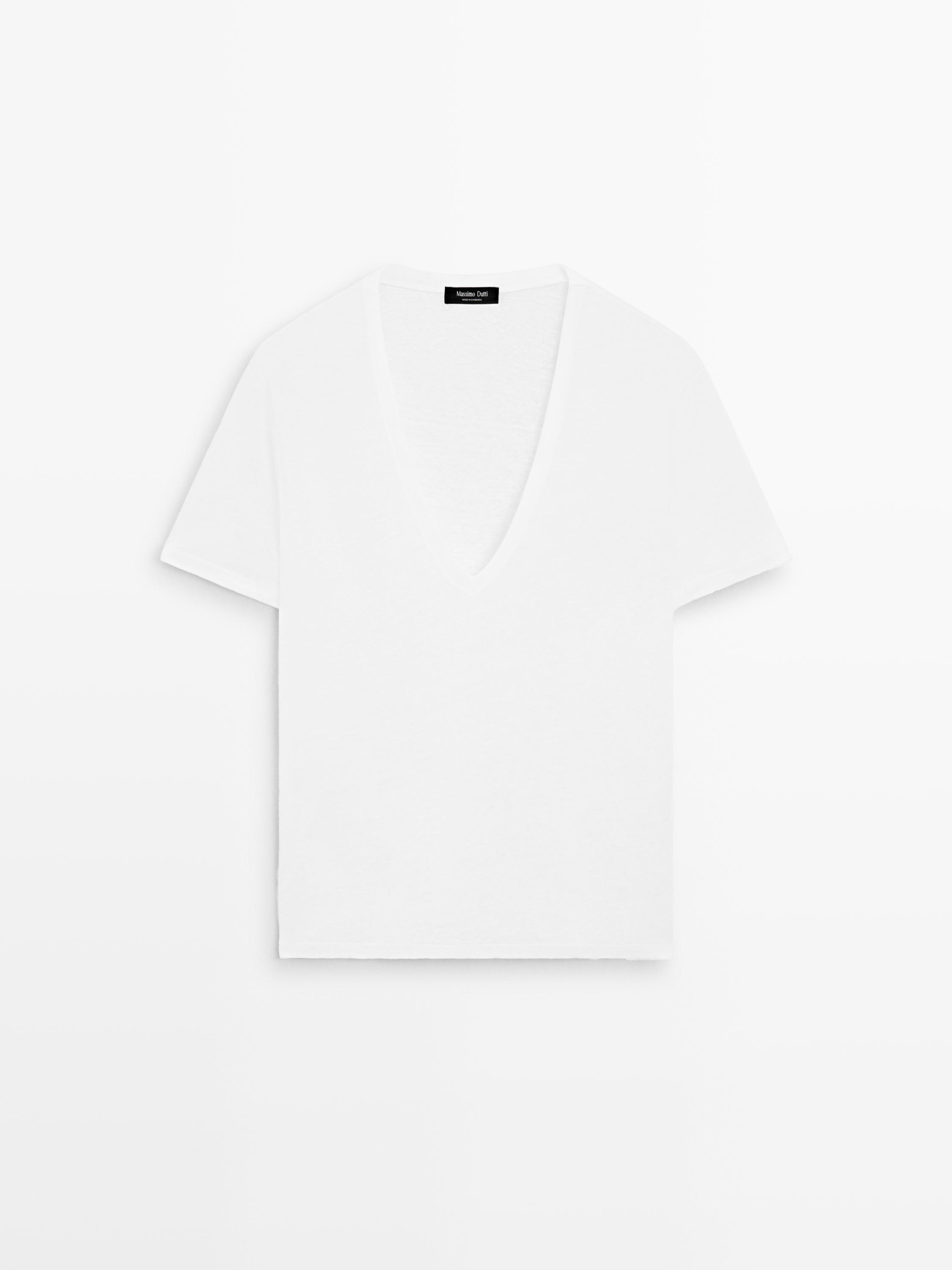 T-shirt en lin à col V